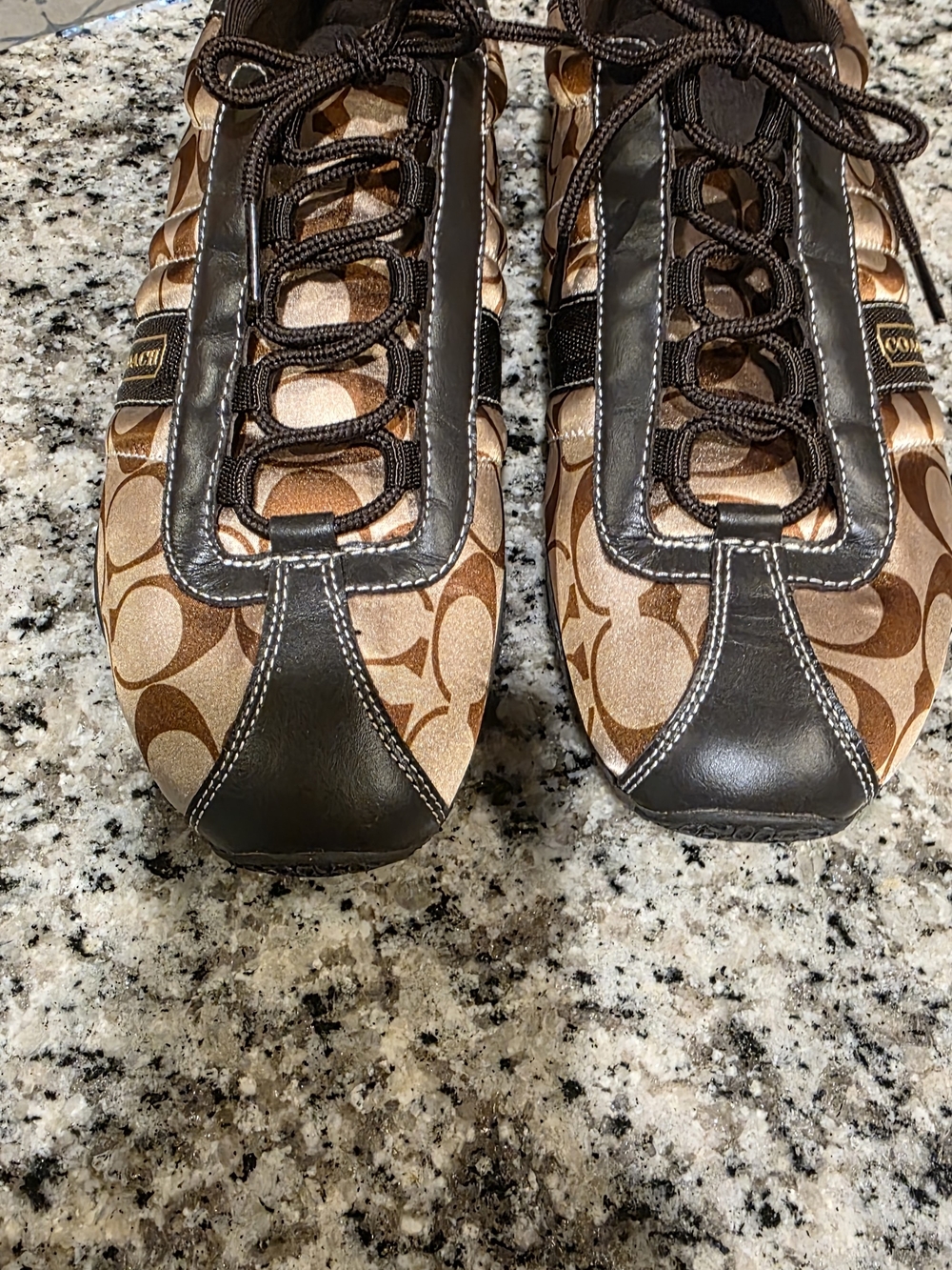 Coach Kirby Vintage Women’s Brown Signature Canvas Lace-Up Sneakers - NWOT